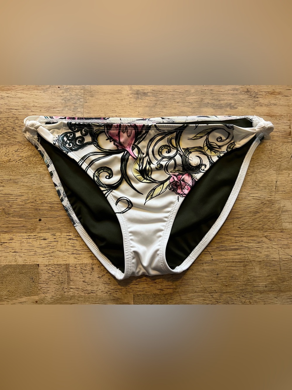 Lucky Brand White Floral Swim Bikini Bottom with Butterfly